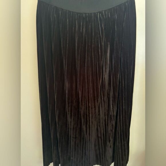 NWT Coco + Carmen black velvet pleated midi skirt size S/M witchy Wednesday - Picture 6 of 9